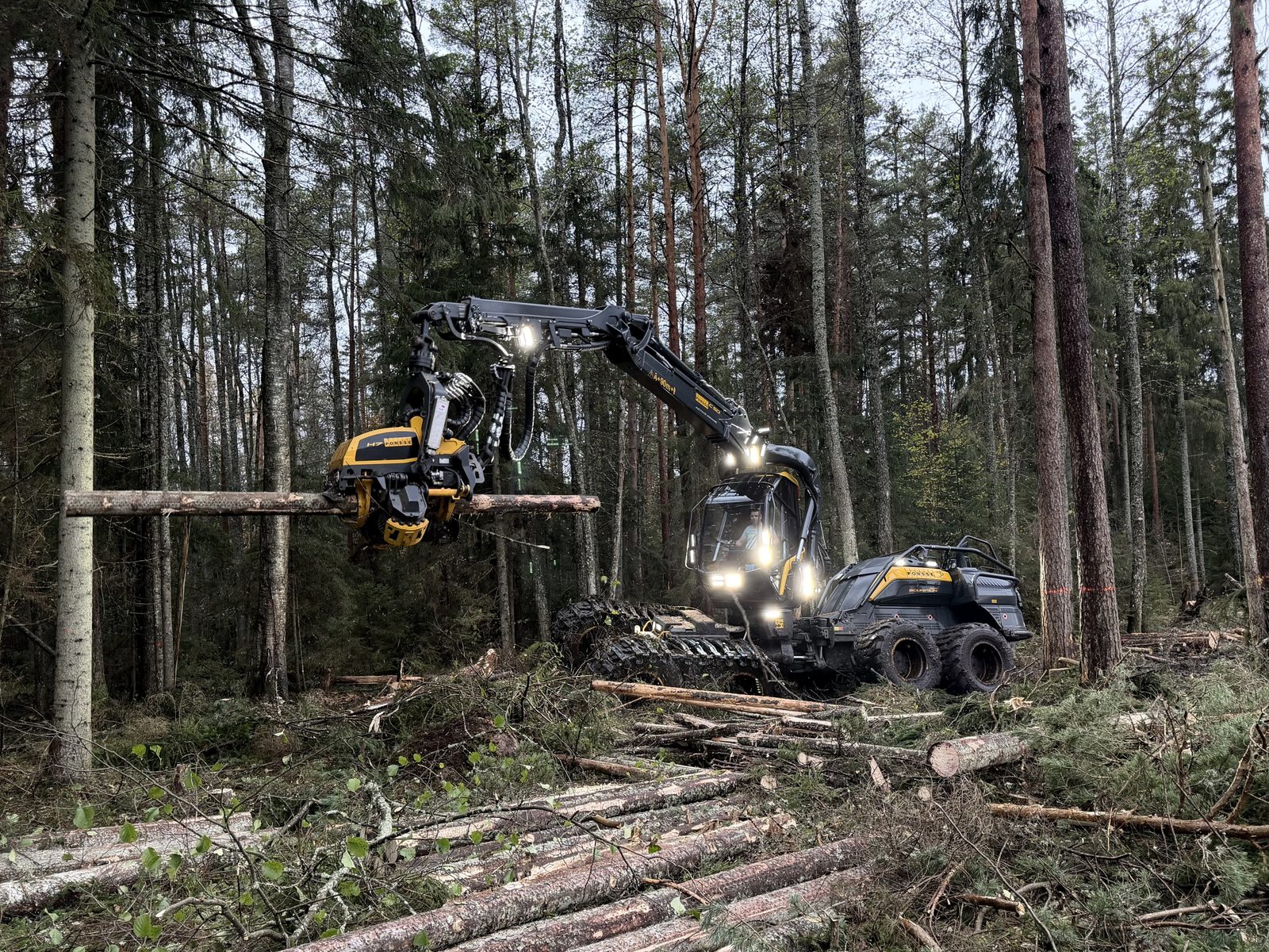Harvester at work